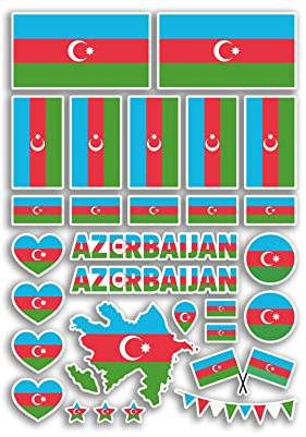 A4 Aufkleberbogen Aserbaidschan Flaggen Vinyl Aufkleber – Baku Land Europa Welt Nationalflagge Urlaub Reisen Urlaub Auto Ästhetisch #80064