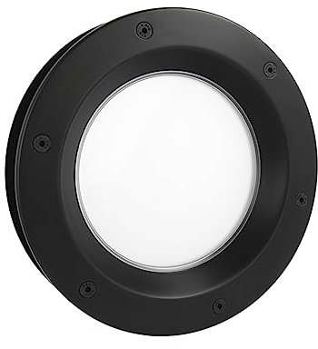 MLS Bullauge B6000, Bullauge für Türen, aus Robustem Aluminium, VSG-Sicherheitsglas, Passend für 40 mm Starke Türen, Sichtbare Befestigungsschrauben, 350 mm Durchmesser, Mattes Glas, Schwarz