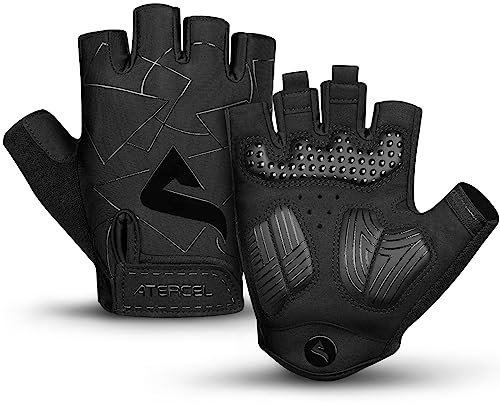 ATERCEL Fahrradhandschuhe Halbfinger für Herren Damen - Radsporthandschuhe MTB Handschuhe mit SBR-Polsterung für Radfahren, MTB, Fitness (M)