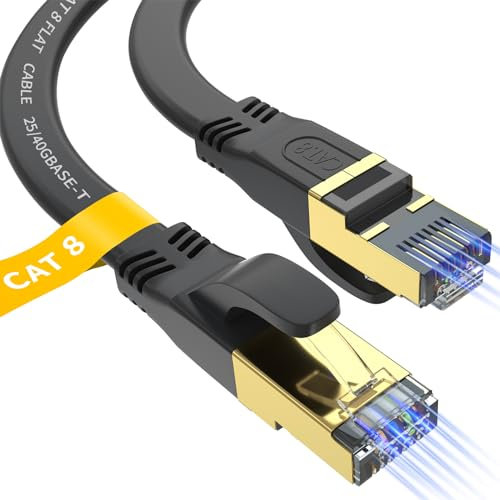 YSONG Cable Ethernet Cat 8 Cable de Red, alta velocidad,Cable Lan 40Gbps 2000MHz con Conector RJ45,resistente a la intemperie,Cable Internet/Compatible PC, PS5 PS4 Xbox X/S PC,TV, Modem (6FT)