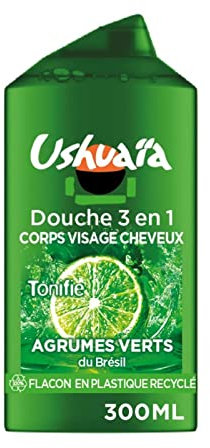 USHUAIA - Douche Fraîcheur Citronnée - Gel corps hydratant agrumes verts - 300ml - Lot De 4
