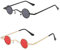2 Stück Vintage Sonnenbrille Kleine Runde Sonnenbrille, Herren Vintage Stilvolle Hippie Polarisierte Sonnenbrille Damen Klassische Sonnenbrille Rund Steampunk Sonnenbrille Partybrille Strandbrille