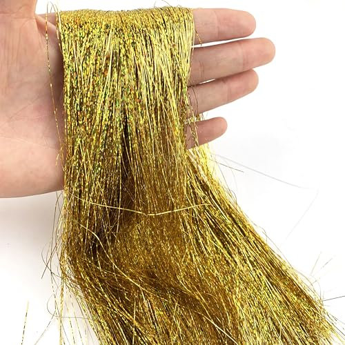 Heyiwell 2000 Stränge Lametta-Eiszapfen für Weihnachtsbaum, Weihnachten, Geburtstagsparty, Hochzeitsdekorationen, 45,7 cm, schillerndes Gold