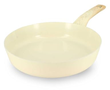 MENASTYL - Poêle 24cm Colorama crème - En Aluminium - Revêtement antiadhésif en céramique - Tous feux dont induction