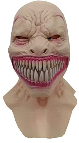 Hworks Crack Mouth Headgear Scary Latex Full Mask Cosplay Costume Props for Halloween Party
