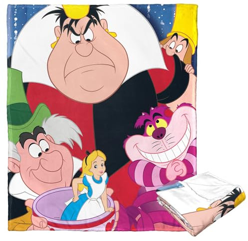 NORTHWEST Disney 100 Silk Touch Überwurfdecke, 127 x 152,4 cm, Wonderland Friends
