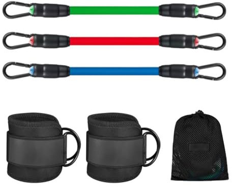 wirlsweal 3-teiliges Knöchel-Widerstandsband-Set, verstellbar, leicht, tragbar, langlebig, Knöchelrohrband, Beine, Widerstandsbänder mit Knöchelriemen für Damen und Herren Sets