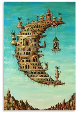 Salvador Dali Berühmte Malerwerke (Der Mond) Druck Poster Wandkunst Scroll Leinwand Gemälde Bild Wohnzimmer Dekor Zuhause 40 x 60 cm