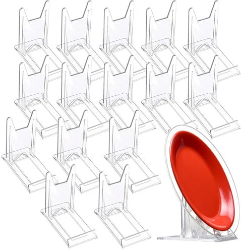 GOIEHIR 15 Stück Acryl Tellerständer, Einstellbar Kunststoff Dekoteller Halterung, Transparent Display Ständer, für Fotodisplays, Teller, Tischkarten, Kochbücher