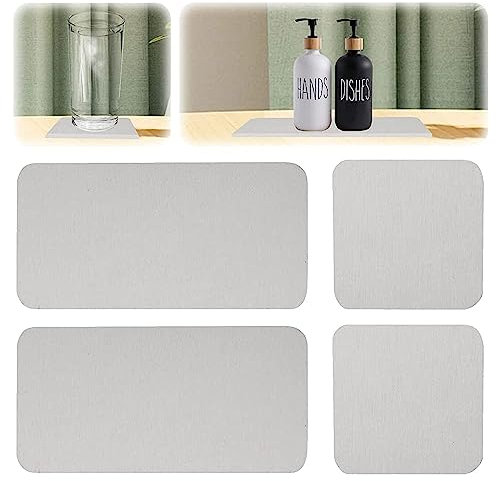 4pcs Water Absorbent Diatomite Tray, Fast Drying Stone Sink Tray Soap Tray Diatomite Coasters Diatomaceous Earth Soap Dish with Footrest Water Absorbing Stone Hand Soap Holder for Toiletries (White)