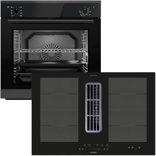 Oranier Einbau-Backofen Set EBS320 autark - 9 Funktionen & Flächen-Induktion 80 cm mit Kochfeldabzug KFA590-4 Kochzonen & Slider-Steuerung