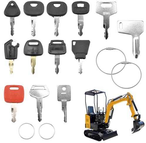 BRISKORE Lot de 18 clés d'allumage de rechange, pour machines de construction, clés de contact, excavatrice, machines de chantier, interrupteur de démarrage universel