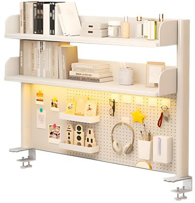 Generic Space Saving Fashion 2-Tiers Desktop Fixed Pegboard Workstation for Computer Desk, Clamp on Desk Shelving System, Practical Desktop Extender for Narrow Workbench Desktops