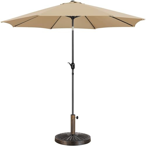 Yaheetech Parasol de Jardin 300cm avec Pied de Parasol 14 KG Parasol Inclinable Extérieur Cadre en Métal Protection Solaire pour Jardin Terrasse Patio Piscine Plage Balcon Taupe