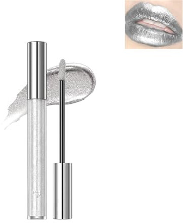 Dyceittdia Flüssiger Lippenstift, 2.4g Antihaft-Lipgloss, Schimmernde Lippenstifte, Langanhaltende Farbe, Multifunktionale Lippenstifte, Silber, lipsticks6