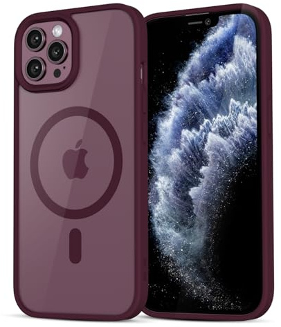 LoeoeL for iPhone 11 Pro Case Clear Mag Safe, Ultra Thin Slim Cover Magnetic Compatible with Magsafe Phone Case for Women Men Girl, Cute Soft TPU Silicone & Transparent Hard Plastic, Burgundy Maroon