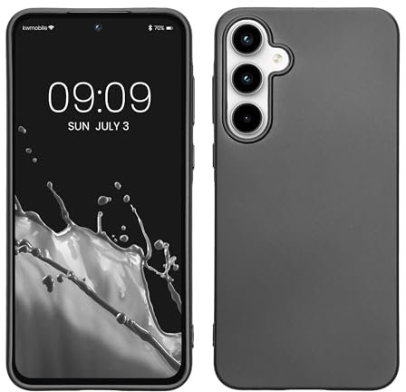 kwmobile Case kompatibel mit Samsung Galaxy A55 5G Hülle - Schutzhülle aus Silikon metallisch schimmernd - Handyhülle Metallic Grau