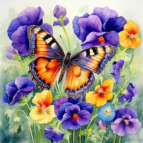 Acudotr Diamond Painting Erwachsene Set, 5D Schmetterling Diamant Painting Kits Bilder für Erwachsene, DIY Diamant Malerei Diamond Art Kits Set für Wanddekor, Blumen, 30x30cm