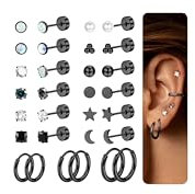 Diamday 15Paar Ohrstecker Chirurgenstahl Damen Herren Ohrringe Set Piercing Ohr Gold Silber Medizinische Ohrstecker Creolen Ohrringe Hypoallergene Helix Knorpel Flatback Ohrstecker Mehrfache Piercing