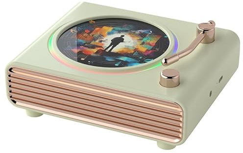 Sulobom Retro-Bluetooth-Lautsprecher mit bunten Lichtern, HiFi-Lautsprecher zur Wandmontage und Schreibtisch-Lautsprecher, 1200 mAh Akku, tragbarer Bluetooth-Lautsprecher für Büro, Heimdekoration,