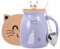pobuu Cat Mug with Infuser and Lid,Cute Christmas Coffee Cup with Stainless Steel Spoon,Ceramic Morning Cup Coffee Milk Tea Mugs Christmas Birthday Gfits for Cat Lovers Women,Purple