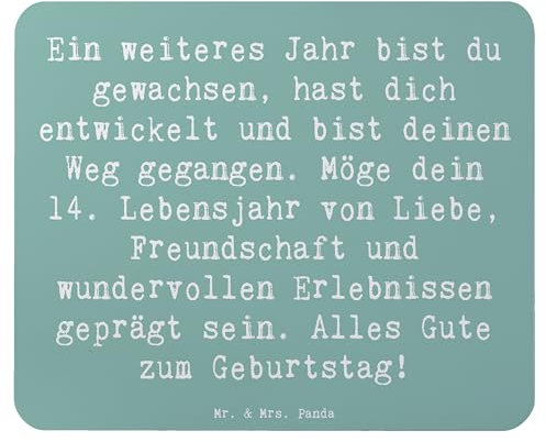 Mr. & Mrs. Panda Mauspad Spruch 14. Geburtstag - Geschenk, Teenager, PC Zubehör, Glückwunsch, Freundschaft, Mousepad, Geburtstag Deko, Alles gut zum