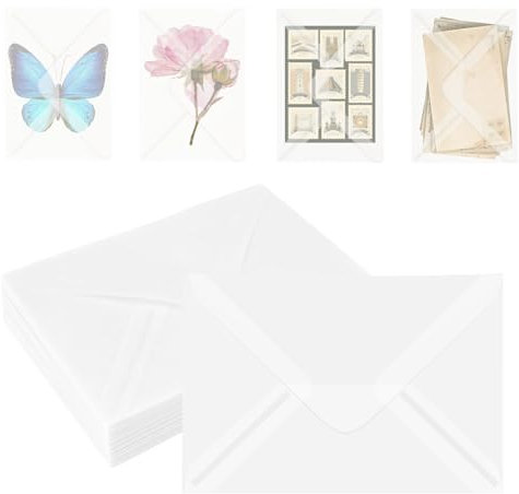 JAGERGREEN 50 Stück Briefumschläge Durchsichtig B6 137x194 mm 100g/m² Transparente Umschläge, Briefumschlag ohne Fenster, Spitze Klappe, Kuvert für Grußkarten, Geburtstagskarten, Einladungen, Hochzeit