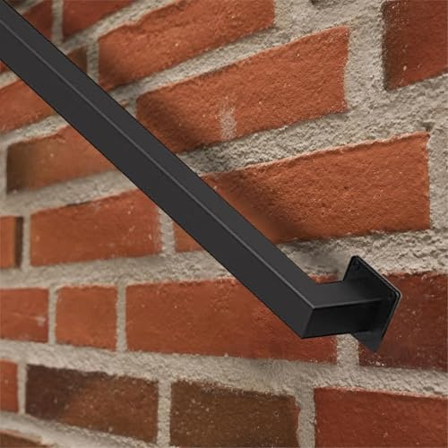 Pasamanos para exteriores - Pasamanos de hierro forjado negro para montaje en pared pasamanos para escaleras pasamanos para exteriores o escaleras interiores barra de seguridad con accesorios(150cm)