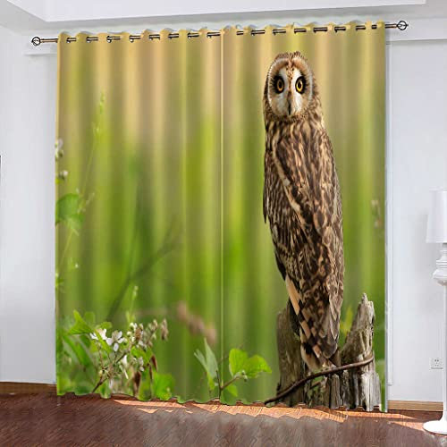 FYRHLH Schiebevorhänge Tiere & Eulen Vorhang Blickdicht Schlafzimmer Kinderzimmer Verdunkelungsvorhang Thermo Vorhänge Ösenvorhang 2 Stücke Größe:B234 x H138cm