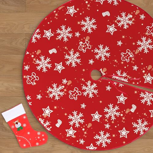 Weihnachtsbaum Decke Rot,Weihnachtsbaum Rock 120cm, Christbaum Weihnachtsbaum Deko, Weihnachtsbaum Matte für Weihnachtsdekoration, Neujahr, Party und Hochzeit