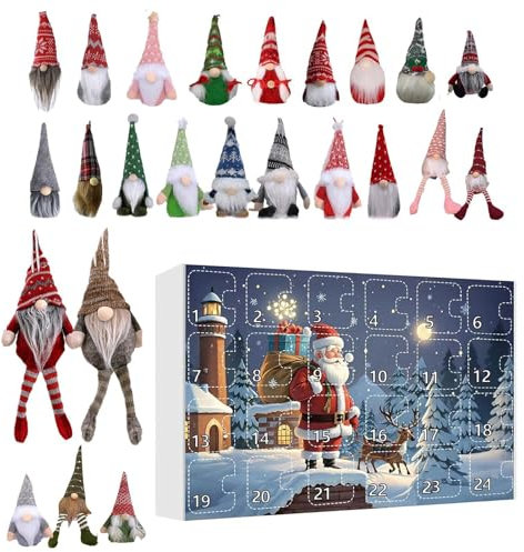 Adventskalender 'Gnome 2024 - Kalender 'Advent Gnome Holidays | Adventskalender | Adventskalender | Weihnachtskalender zum Umkehren von Weihnachten aus Plüsch gefüllt mit Zwergen | Scandin Kalender