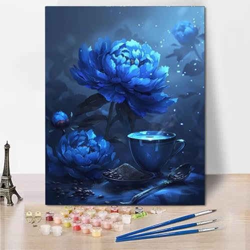 Pintar por Numeros NiñOs flor taza, Lienzos para Niñas, Pintura por Numeros Adultos Kit Manualidades para Niñas, Juguetes Regalos para Niñas | Cuadros Para Pintar por Numeros, 100x130cm Juguete 8-G