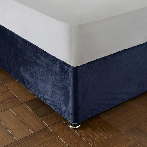 Catherine Lansfield Kingsley Cache-sommier Double élastique en Velours Mat Bleu Marine