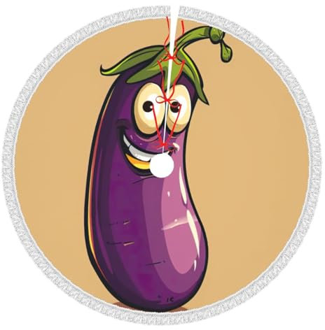 Cartoon Aubergine 48 Zoll Teppich Rock Weihnachten Fransen Spitze Baum Rock Weihnachten Urlaub Party Dekoration