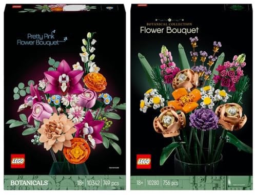 Lego Botanical Collection 10342 - Bouquet di fiori rosa con 10280