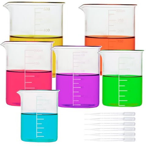 Griwuut 6 Pcs Plastic Measuring Cups with 6 Pcs Dropper,Heat Resistant Measuring Jugs,Liquid Measuring Tools,for Kitchen DIY, etc