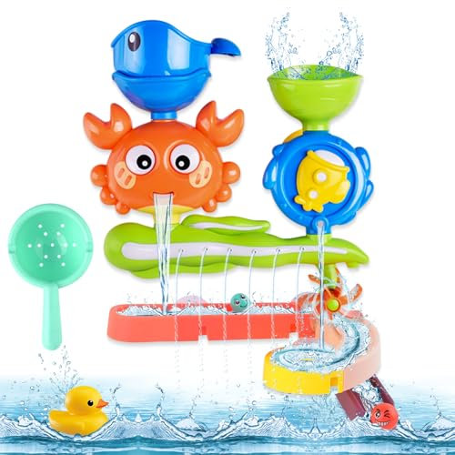 Badewannenspielzeug ab 3 4 5 6 Jahre – DIY Badespielzeug mit Kugelbahn & Saugnäpfen, Wasserspielzeug Kinder für Mädchen & Jungen, Lernspielzeug Bad Geschenk (D)