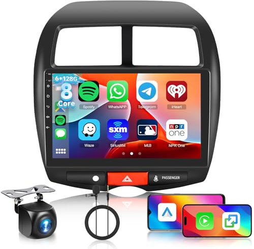 6G+128G 8Core Autoradio für Mitsubishi ASX 2010-2016/Peugeot 4008 2012/Citroen C4 2007-2013 mit Carplay Android Auto, Hodozzy 10 Zoll Touchscreen mit Bluetooth Navi WiFi USB DSP FM/RDS Rückfahrkamera
