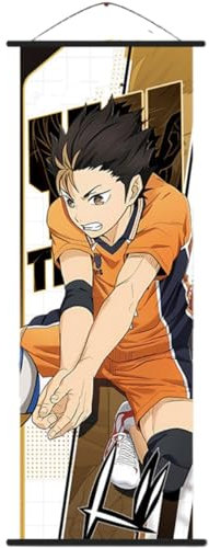 Flyshun Tobio Kageyama Wandrolle Poster, hängende Wandkunst künstlerische Leinwand, Charakter Poster mit Wohnzimmer Schlafzimmer Dekor, Leinwand Poster für Dekoration 70 x 25 cm (Yu Nishinoya)