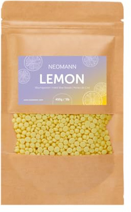 NEOMANN Hartwachs Perlen Lemon (450g) – Zitronenduft Heißwachs zur schmerzfreien Haarentfernung – Waxing Beans für Gesicht, Beine, Bikini & Körper – für alle Wachswärmer geeignet