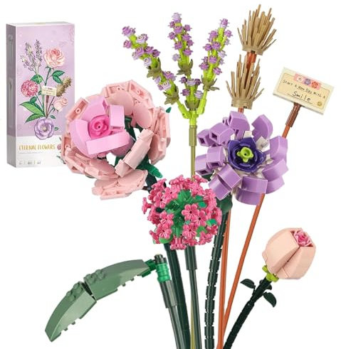 Mini Flower Bouquet Building Sets, Artificial Flowers Set for Adults, Home Decorations, 547 Pieces Botanical Collection, Creative Gifts for Her Women Girlfriends Kids
