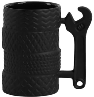 Hosoncovy Creative Tire Shaped Ceramic 3D Mug Ceramic Wheel Coffee Mug Coffee Cup Drink Cup Gift Mug 500ML Capacity (C)