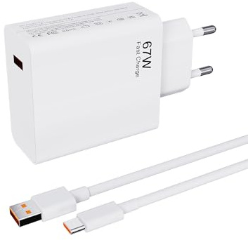 67W Chargeur Rapide USB pour Xiaomi 13 Lite/14/15/13 Pro/12T/12/11T/10T/14T | Chargeur Turbo avec 6A Câble USB C pour Redmi Note 14/13 5G/A5/A3/11 Pro+ 5G/11/10/11S/14C/13C