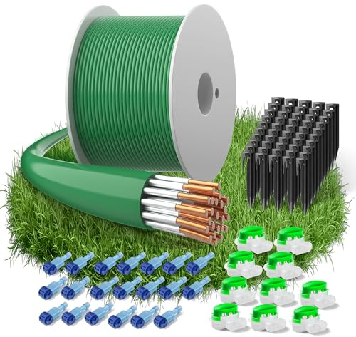 150m/492ft Boundary Cable for Robot Lawnmower, Garden Wire Accessory Set, with 50 Pegs, 10 Cable Connectors, 20 Sets of Connection Terminal, Universal Boundary Wire, Compatible with Husqvarna/Worx