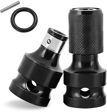 2 Stück Schlagschrauber Adapter – Bithalter Stecknuss Adapter aus Hochhärte-Kohlenstoffstahl, Multifunktional (1/2 auf 1/4), ideal für Schlagratschenschlüssel & Schraubendreher Bit-Halter