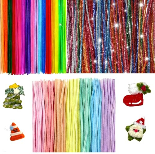 400 Pfeifenputzer bunt zum Basteln - 27 Farben inkl. Glitzerdraht - Chenilledraht 30cm - Für DIY Projekte & Dekoration Weihnachtstag