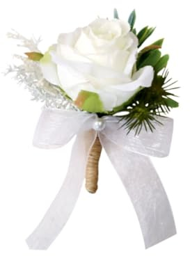 HOODANCOS Hochzeitsbrosche für Braut und Bräutigam in Weiß und Grün aus Seide Blütenbrosche Elegante Stilvolle mit Floralem Design für Party und Festliche Anlässe