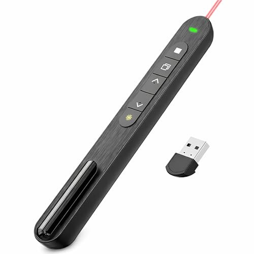 Boulton Presentation Clicker Pointer – USB 2.4GHz PPT Wireless Presenter Remote Presentation Clickers – PowerPoint Clicker for Computer Laptop Presentations Slide Advancer for PC Laptop Mac