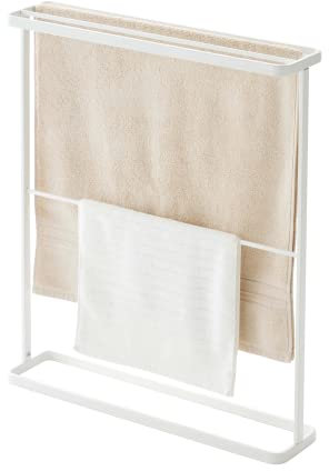 Yamazaki 7465 Tower Handtuchhalter, weiß, Stahl, minimalistisch, 65 x 15 x 75 cm