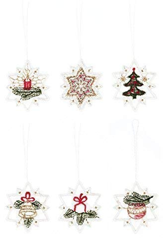 Plauener Spitze Baumbehang Sterne Set, Deko, Anhänger, Schmuck (6 Stück)